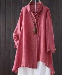 アシンメトリー コットンリネン シャツジャケット
