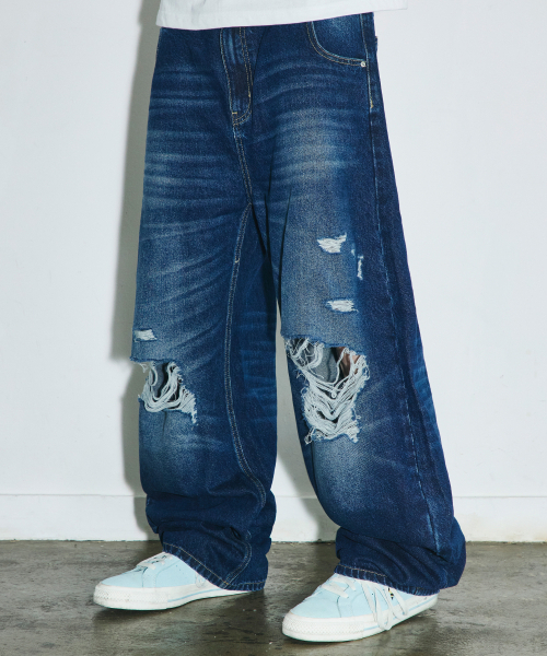 SCALLYWAG（スカリーワグ）の「VTG スクラッチダメージセギングデニムパンツ[インディゴ]（デニムパンツ・レディース・その他・SMALL/MEDIUM/LARGE/X-LARGE）」の6枚目の写真