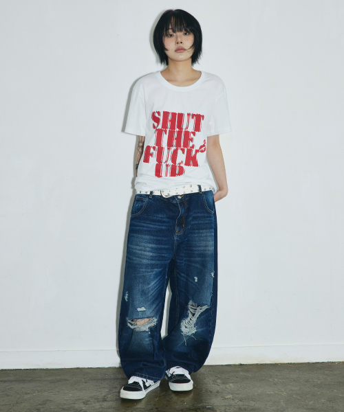 SCALLYWAG（スカリーワグ）の「VTG スクラッチダメージセギングデニムパンツ[インディゴ]（デニムパンツ・レディース・その他・SMALL/MEDIUM/LARGE/X-LARGE）」の2枚目の写真