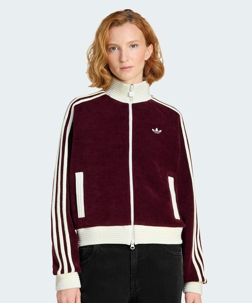adidas(アディダス)の「アディダス オリジナルス ベロア ニット トラックトップ / ジャージ / トラックジャケット / アディダスオリジナルス adidas Originals(ジャージ・レディース・レッド・XX-LARGE/LARGE/MEDIUM/SMALL/X-LARGE/X-SMALL)」の1枚目の写真