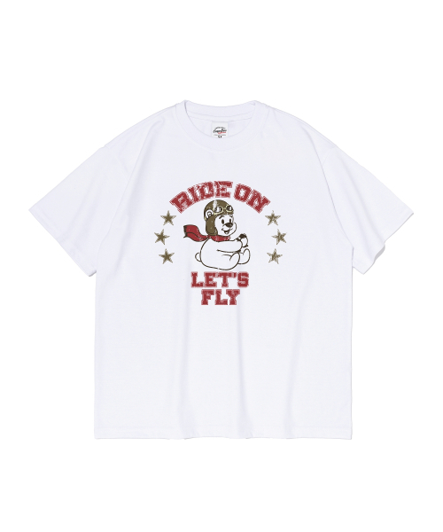 CARGOBROS FOR WOMAN(カーゴブロスフォーウィメン)の「フライングベアグラフィック半袖Tシャツ(ホワイト)(Tシャツ/カットソー・レディース・その他・SMALL/MEDIUM/LARGE/X-LARGE/2XL)」の1枚目の写真