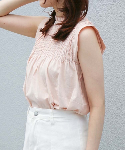 Bleu Bleuet(ブルーブルーエ)の「ノースリーブシャーリングブラウス(シャツ/ブラウス・レディース・ブラック/ライトピンク/ターコイズブルー・FREE)」の9枚目の写真