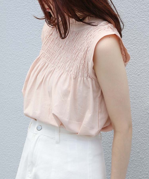 Bleu Bleuet(ブルーブルーエ)の「ノースリーブシャーリングブラウス(シャツ/ブラウス・レディース・ブラック/ライトピンク/ターコイズブルー・FREE)」の11枚目の写真