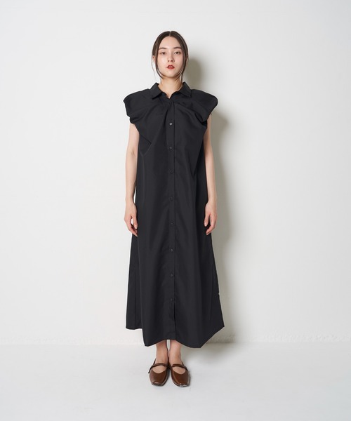 My shawty(マイシャウティー)の「puff shirt onepiece(ワンピース・レディース・ベージュ/ブラック・FREE)」の7枚目の写真