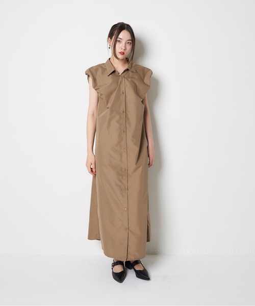 My shawty(マイシャウティー)の「puff shirt onepiece(ワンピース・レディース・ベージュ/ブラック・FREE)」の11枚目の写真