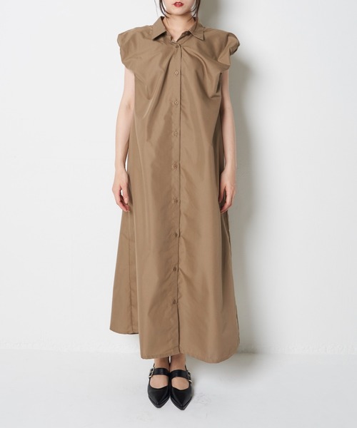 My shawty(マイシャウティー)の「puff shirt onepiece(ワンピース・レディース・ベージュ/ブラック・FREE)」の8枚目の写真