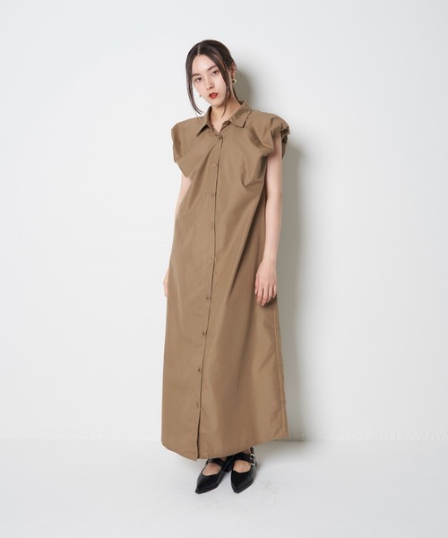 My shawty(マイシャウティー)の「puff shirt onepiece(ワンピース・レディース・ベージュ/ブラック・FREE)」の9枚目の写真
