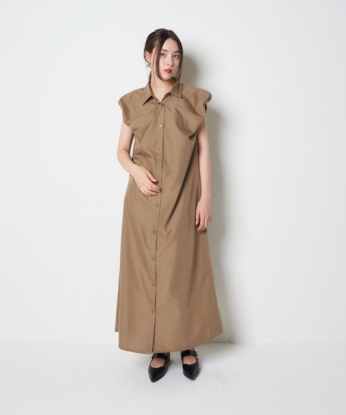 My shawty(マイシャウティー)の「puff shirt onepiece(ワンピース・レディース・ベージュ/ブラック・FREE)」の10枚目の写真