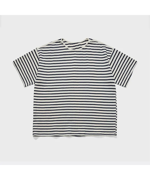 TY(ティワイ)の「ストライプボートネックショートスリーブTシャツ_Navy(Tシャツ/カットソー・レディース・ネイビー・MEDIUM/LARGE)」の1枚目の写真
