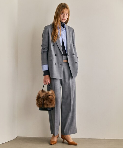 ICB(アイシービー)の「ウール2WAYストレッチ ダブルブレストジャケット(テーラードジャケット・レディース・ダークブラウン系7/ブラック系/ライトグレー系7・2/4/6)」の17枚目の写真
