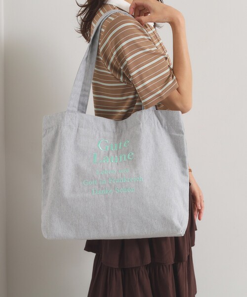 ITS'DEMO(イッツデモ)の「ロゴ刺繍ラージトート(トートバッグ・レディース・グレー系2/アイボリー/ブラック系1/グレー・00)」の3枚目の写真
