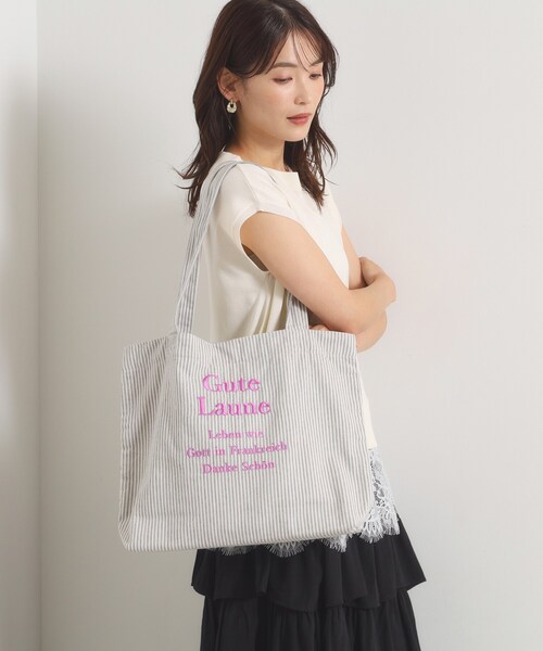 ITS'DEMO(イッツデモ)の「ロゴ刺繍ラージトート(トートバッグ・レディース・グレー系2/アイボリー/ブラック系1/グレー・00)」の15枚目の写真