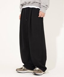 ワンタックワイドスウェットバルーンパンツ[ブラック]