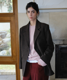 WOOL SINGLE TWO BUTTON JACKET - BROWN