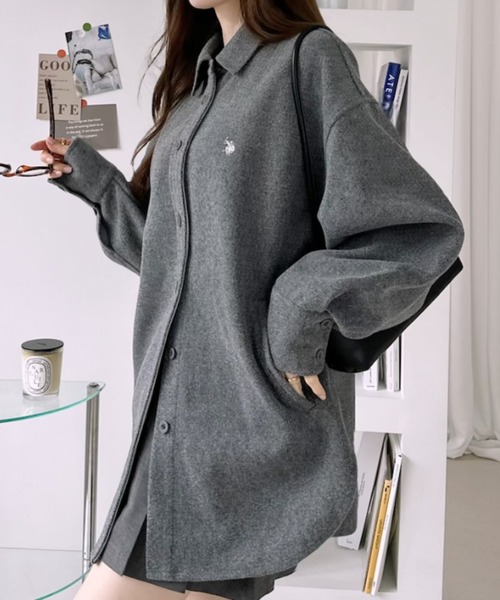 U.S. POLO ASSN.(ユーエスポロアッスン)の「【Ada.別注 U.S. POLO ASSN.】 メルトン シャツ ジャケット(シャツ/ブラウス・レディース・チャコール/オートミール/ベージュ・M/S)」の10枚目の写真