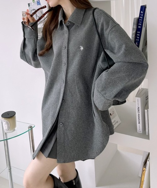 U.S. POLO ASSN.(ユーエスポロアッスン)の「【Ada.別注 U.S. POLO ASSN.】 メルトン シャツ ジャケット(シャツ/ブラウス・レディース・チャコール/オートミール/ベージュ・M/S)」の11枚目の写真