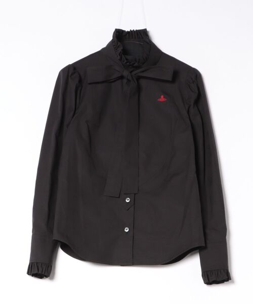 Vivienne Westwood(ヴィヴィアンウエストウッド)の「オーブジャカードシャツフリルボウシャツ(シャツ/ブラウス・レディース・ホワイト/ブラック・36/38/40)」の2枚目の写真