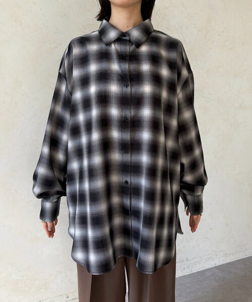 Thevon(ゼボン)の「チェック2WAYシャツ(シャツ/ブラウス・レディース・ブラック/ベージュ・FREE)」の11枚目の写真