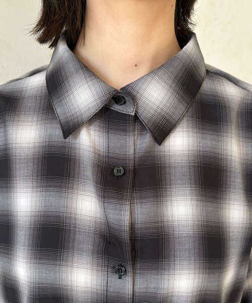 Thevon(ゼボン)の「チェック2WAYシャツ(シャツ/ブラウス・レディース・ブラック/ベージュ・FREE)」の15枚目の写真