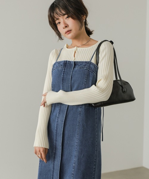 Bab(バブ)の「ミディアムオンスデニムキャミワンピース(ワンピース・レディース・インディゴブルー/ブラック・S/M)」の6枚目の写真