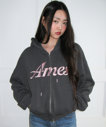AMESWORLDWIDE | STANDARD LOGO HOODIE ZIP-UP CHARCOAL(パーカー)