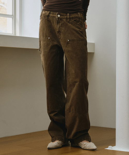 AENE(エイネ)の「ウォッシュドカーペンターワークパンツ(チャコール)(その他パンツ・レディース・ブラウン/チャコール・SMALL/MEDIUM/LARGE)」の1枚目の写真