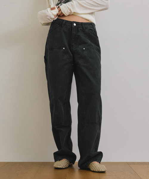 AENE(エイネ)の「ウォッシュドカーペンターワークパンツ(チャコール)(その他パンツ・レディース・ブラウン/チャコール・SMALL/MEDIUM/LARGE)」の2枚目の写真