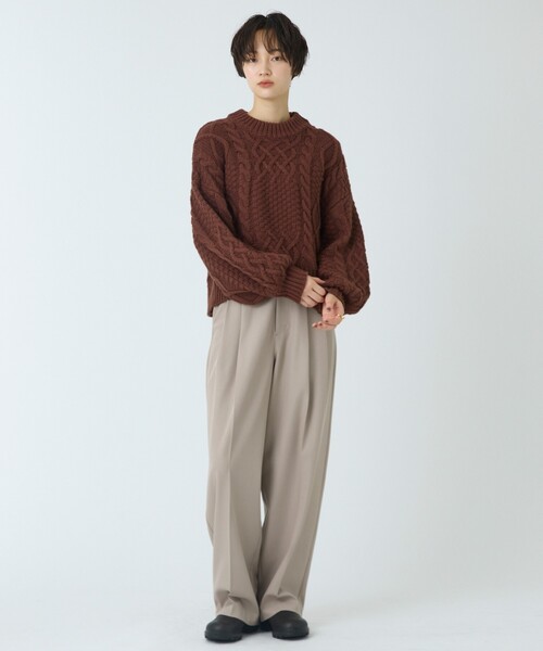 abahouse mavie(アバハウスマヴィ)の「【ベッキーコラボ】ケーブル編みニット(ニット/セーター・レディース・ブラウン/アイボリー/チャコールグレー・フリー)」の16枚目の写真