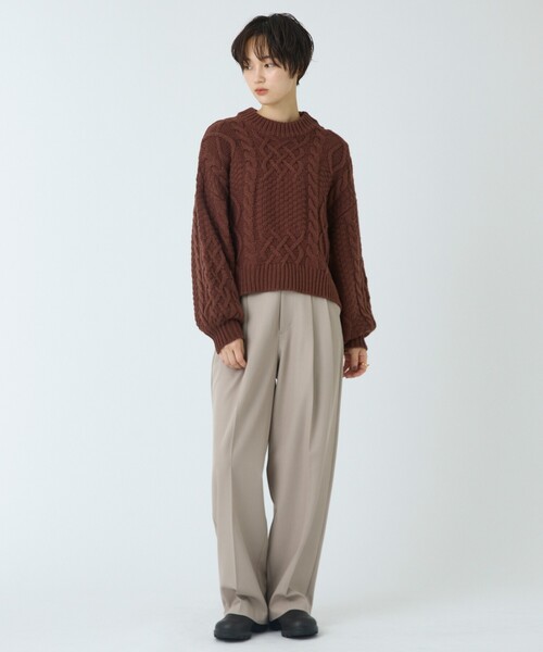 abahouse mavie(アバハウスマヴィ)の「【ベッキーコラボ】ケーブル編みニット(ニット/セーター・レディース・ブラウン/アイボリー/チャコールグレー・フリー)」の17枚目の写真