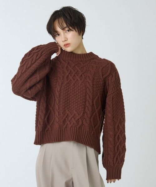 abahouse mavie(アバハウスマヴィ)の「【ベッキーコラボ】ケーブル編みニット(ニット/セーター・レディース・ブラウン/アイボリー/チャコールグレー・フリー)」の18枚目の写真