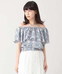 E hyphen world gallery | SS フリル花柄ブラウス(シャツ/ブラウス)