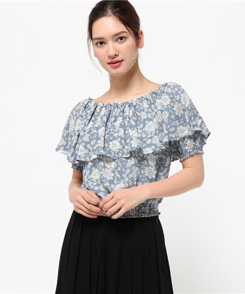 E hyphen world gallery（イーハイフンワールドギャラリー）の「SS フリル花柄ブラウス（シャツ/ブラウス・レディース・ブラック/ブルー・FREE）」の19枚目の写真