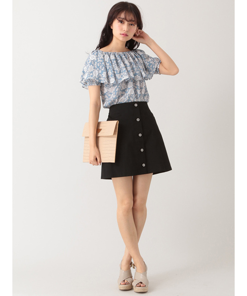 E hyphen world gallery（イーハイフンワールドギャラリー）の「SS フリル花柄ブラウス（シャツ/ブラウス・レディース・ブラック/ブルー・FREE）」の20枚目の写真