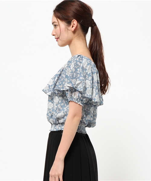 E hyphen world gallery（イーハイフンワールドギャラリー）の「SS フリル花柄ブラウス（シャツ/ブラウス・レディース・ブラック/ブルー・FREE）」の12枚目の写真