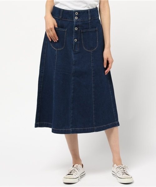 earth music&ecology（アースミュージックアンドエコロジー）の「デニムロングスカート（デニムスカート・レディース・オフホワイト/インディゴブルー/ライトインディゴブルー・SMALL/MEDIUM）」の12枚目の写真