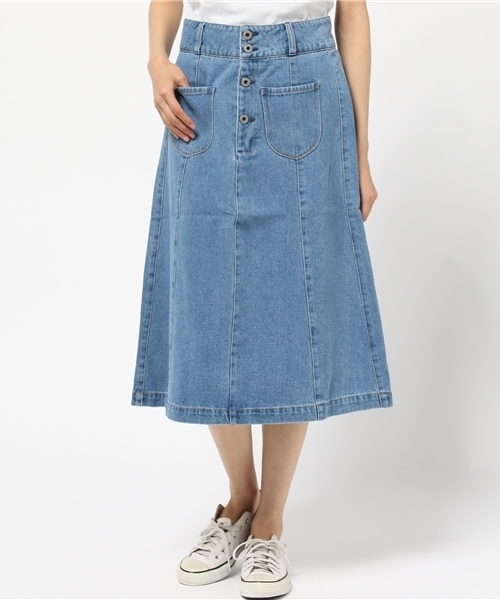 earth music&ecology（アースミュージックアンドエコロジー）の「デニムロングスカート（デニムスカート・レディース・オフホワイト/インディゴブルー/ライトインディゴブルー・SMALL/MEDIUM）」の11枚目の写真