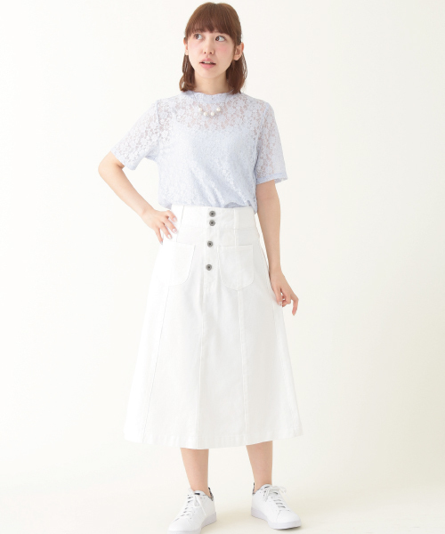 earth music&ecology（アースミュージックアンドエコロジー）の「デニムロングスカート（デニムスカート・レディース・オフホワイト/インディゴブルー/ライトインディゴブルー・SMALL/MEDIUM）」の17枚目の写真