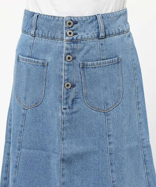 earth music&ecology（アースミュージックアンドエコロジー）の「デニムロングスカート（デニムスカート・レディース・オフホワイト/インディゴブルー/ライトインディゴブルー・SMALL/MEDIUM）」の8枚目の写真