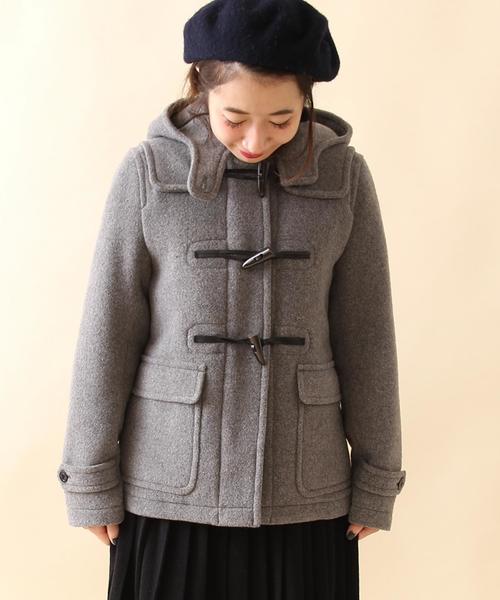 coen（コーエン）の「カバーリングウールショートダッフルコート（ダッフルコート・レディース・グレー/ネイビー・MEDIUM/LARGE）」の2枚目の写真