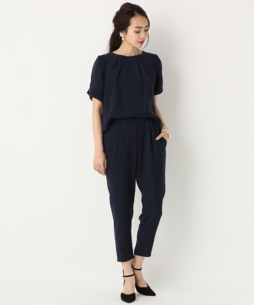 A part by（アパートバイ）の「【WEB限定/結婚式にも】ソデキリカエサロペット 739583 （サロペット/オーバーオール・レディース・ベージュ/ネイビー・LARGE/MEDIUM）」の2枚目の写真