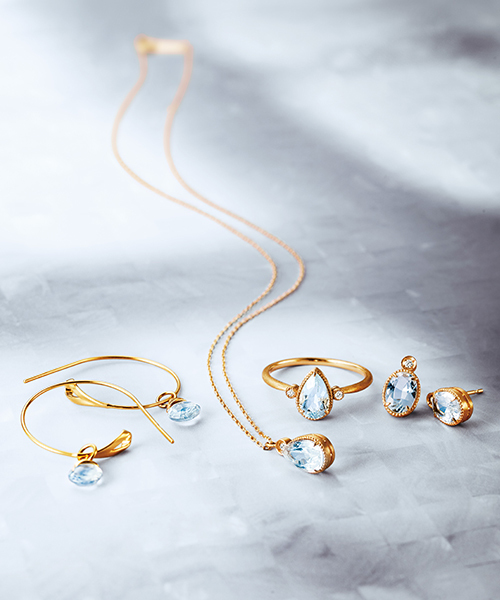 agete チャーム K10 アクアマリン k10 アクアマリン✩1粒チャーム