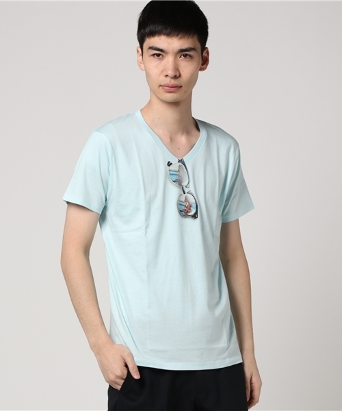 JACKROSE（ジャックローズ）の「JE・サングラスVネックTシャツ（Tシャツ/カットソー・メンズ・サックスブルー/ホワイト/ピンク/ブラック・L/M）」の3枚目の写真