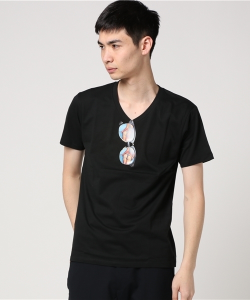 JACKROSE（ジャックローズ）の「JE・サングラスVネックTシャツ（Tシャツ/カットソー・メンズ・サックスブルー/ホワイト/ピンク/ブラック・L/M）」の2枚目の写真