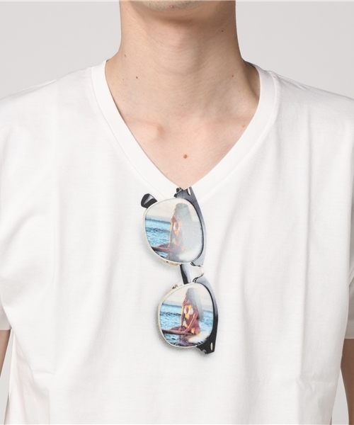 JACKROSE（ジャックローズ）の「JE・サングラスVネックTシャツ（Tシャツ/カットソー・メンズ・サックスブルー/ホワイト/ピンク/ブラック・L/M）」の7枚目の写真