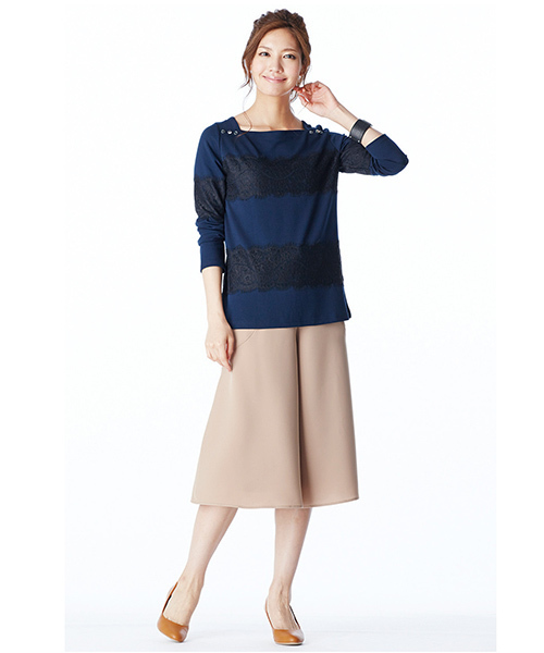 IEDIT（イディット）の「ＤＲＥＣＯ　ｂｙ　ＩＥＤＩＴ　とろみダブルクロス素材で上品に仕立てた　マーメイドミディスカンツ（スカート・レディース・キャメル/ネイビー・LARGE/X-LARGE/SMALL/XX-LARGE/MEDIUM）」の9枚目の写真