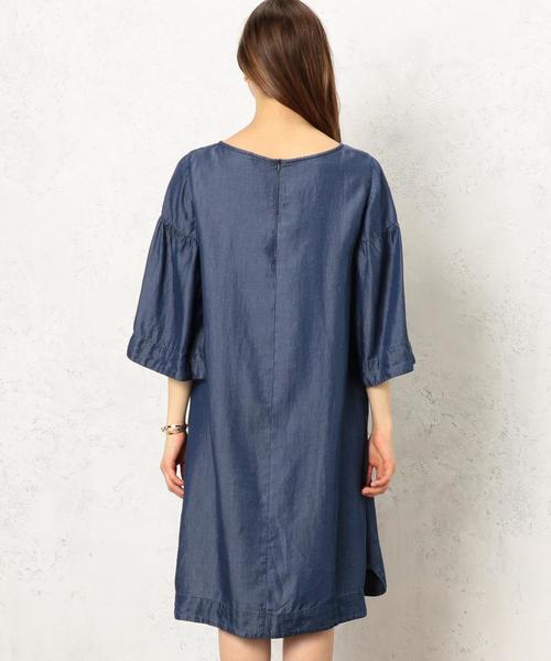 green label relaxing(グリーンレーベルリラクシング)の「CF LY DNM FLA/SL ワンピース ◆(ワンピース・レディース・コバルトブルー/ネイビー・FREE)」の3枚目の写真