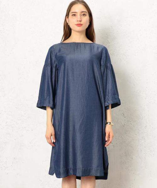 green label relaxing(グリーンレーベルリラクシング)の「CF LY DNM FLA/SL ワンピース ◆(ワンピース・レディース・コバルトブルー/ネイビー・FREE)」の4枚目の写真