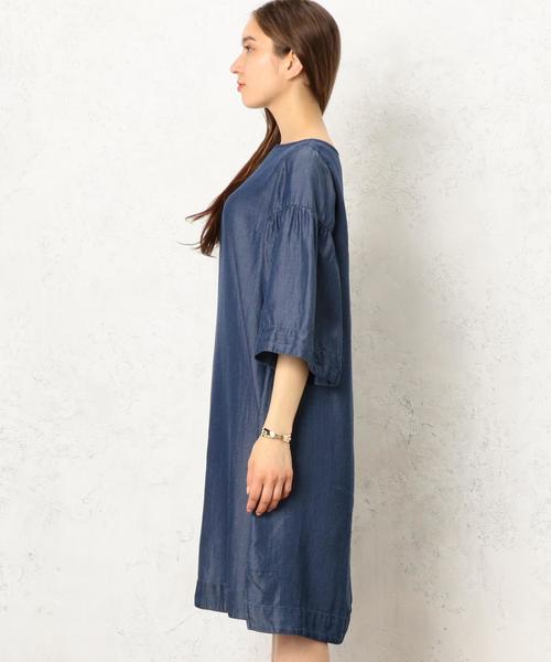 green label relaxing(グリーンレーベルリラクシング)の「CF LY DNM FLA/SL ワンピース ◆(ワンピース・レディース・コバルトブルー/ネイビー・FREE)」の5枚目の写真
