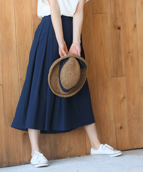 rps(アールピーエス)の「綿ワッシャー横釦スカート(スカート・レディース・レッド/ネイビー/ストライプ・M)」の2枚目の写真