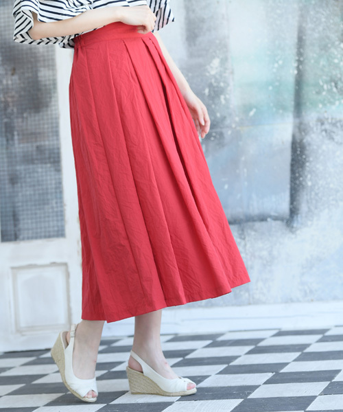 rps(アールピーエス)の「綿ワッシャー横釦スカート(スカート・レディース・レッド/ネイビー/ストライプ・M)」の7枚目の写真